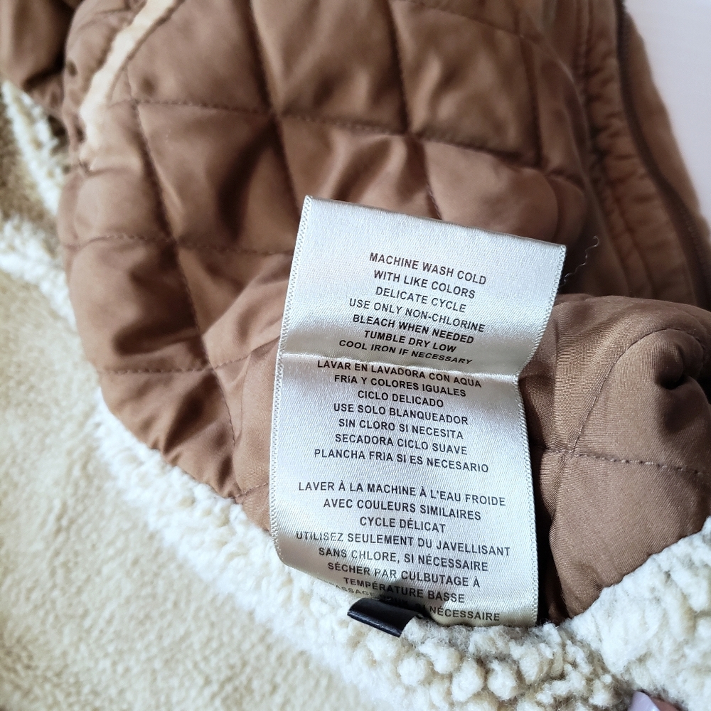 Levi's Hooded Canvas And Sherpa Military Jacket Bomber Jacket Insulated Coat - Picture 6 of 8